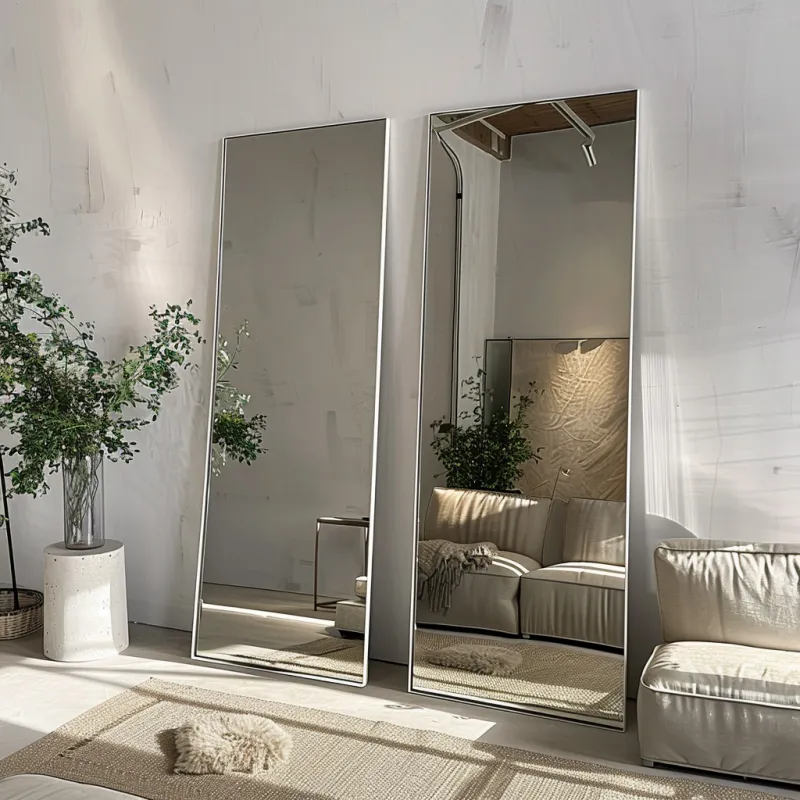 Specchio incorniciato in argento